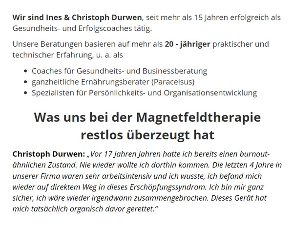 Magnetfeldtherapie naturheilkundliches Behandlungsverfahren für  Deutschland