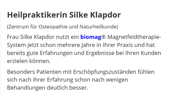 biomag Magnetfeldtherapie System bei  Nordhorn